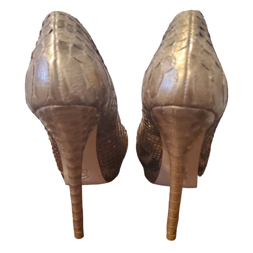 Alexandre Birman Saks Fifth Avenue Women's Heels Size 7 Gold Animal Print Luxe - Picture 4 of 11